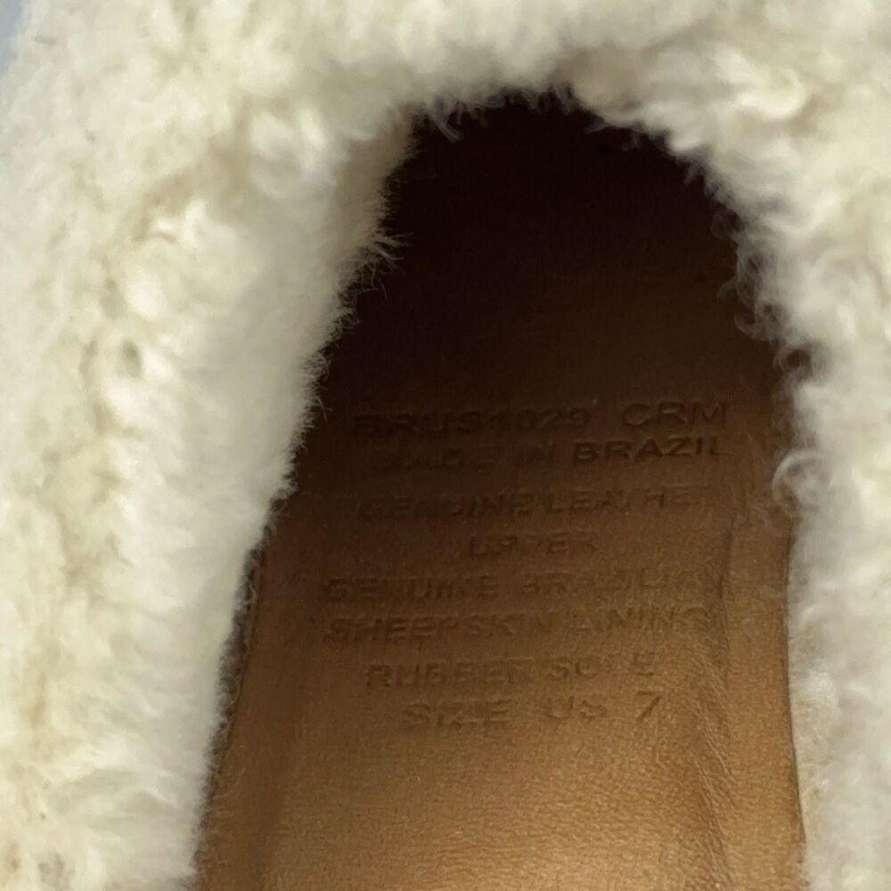 Hunter Bruson Amazonas Leather High Heel Clog Cream Brazilian Shearling Size 7 - Picture 8 of 9